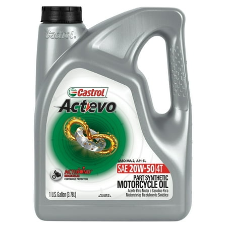 - Castrol Actevo 4T 20W-50 Part Synthetic Motorcycle Oil, 1 GAL