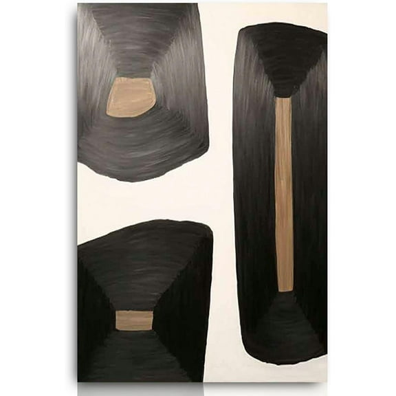 AVOI Hand Painted Abstract Wall Art Geometric Oil Painting Black Circle Wall Decor Black Texture Wall Art Painting for Living Room Decor Frame: 11x14in