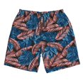 thumbnail image 3 of Uemuo Tropical Leaves Pattern Men's Swim Trunks Hawaiian Beach Bathing Suit Swimsuits Beach Quick-Dry Shorts with Pockets-, 3 of 9