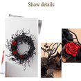 thumbnail image 4 of Corona de Halloween negra para puerta con corona de rosas rojas para puerta de entrada Corona negra para decoración gótica de Halloween para el hogar, 4 of 8
