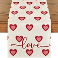 thumbnail image 4 of Valentine's Day Table Runner | Linen Kitchen Tablecloth Heat Insulation Placemat | 72x13 Inch Party Decoration for Dining Table, 4 of 7