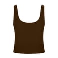 thumbnail image 6 of KHONTS Women's Double Lined Square Neck Tank Top Sleeveless Basic Crop Tops Trendy Going out Tops with Built in Bra Brown M, 6 of 6