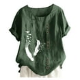 thumbnail image 3 of WILLBEST T-Shirt pour Femmes Col Roulé Rétro et en Lin Imprimé Ample à Manches Courtes Chemise Haut pour Dames, 3 of 3