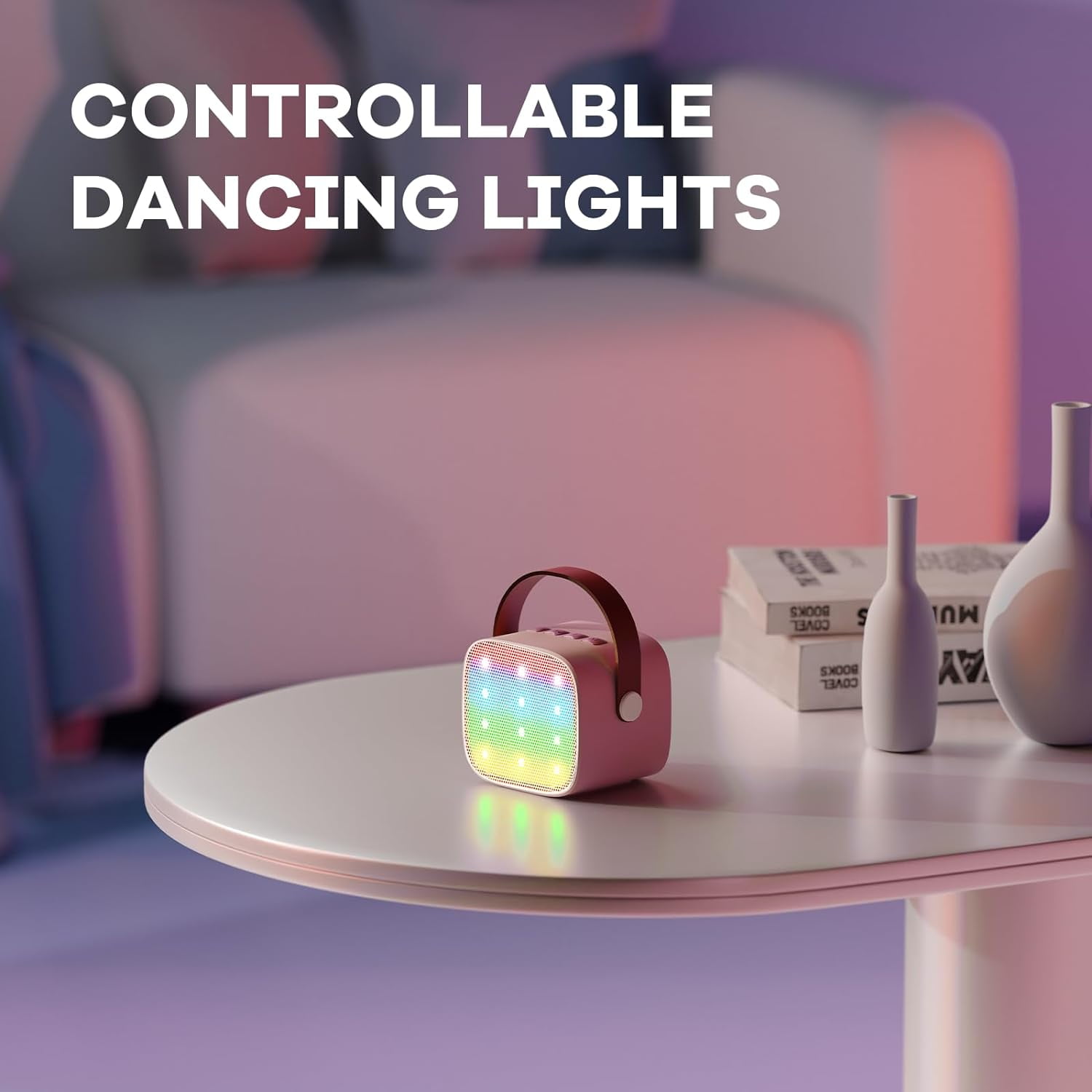 AmzDoer Mini Karaoke Machine for Kids Adults, Portable Bluetooth Speaker with 2 Wireless Microphones, TOP Birthday Gifts Toys for Girls Ages 3-12+ Years Old Toddler