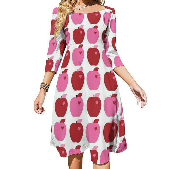 apple Womens Summer Dress Tie Back A Line Flare Dress