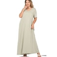 thumbnail image 2 of TheLovely Women & Plus Relaxed Fit V-Neck Short Sleeve Full Length Maxi Long Dress w/ Side Pockets, 2 of 4