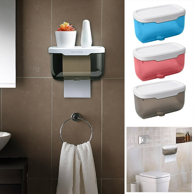 Shower Tissue Box Toilet Paper Dispenser, Perforation Toilet Hand Paper Storage, Wall-Mounted Design, for Bathroom, Compact 8-Sheet Dispenser, Modern Plastic Material, Travel/office Use Hzhnb