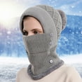thumbnail image 1 of Women Winter Outdoor Riding Headgear Cold-Proof Ski Cap Warm Bib Face Mask Integrated Cold-Proof Hood Hat, 1 of 4