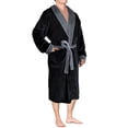thumbnail image 1 of PAVILIA Mens Robe, Soft Robe for Men, Fleece Warm Long Bathrobe for Bath Shower Spa with Shawl Collar and Pockets, Plush Microfiber -Two Tone Black-Gray, 1 of 7