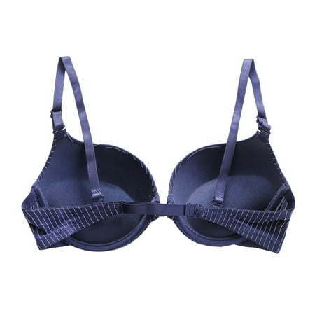 

Promotion Clearance Solid Color Light Front Buckle Back Adjustable Adjustment Bra Stripe Pad 3/4 Cup Bra blue 85C