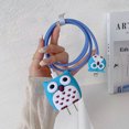 thumbnail image 1 of Cute Owl 3D Stereoscopic Silicone Charger USB Cable Protector Data Line Cord Protective Case For iPhone 18W/20W Winder Organizer Blue, 1 of 6