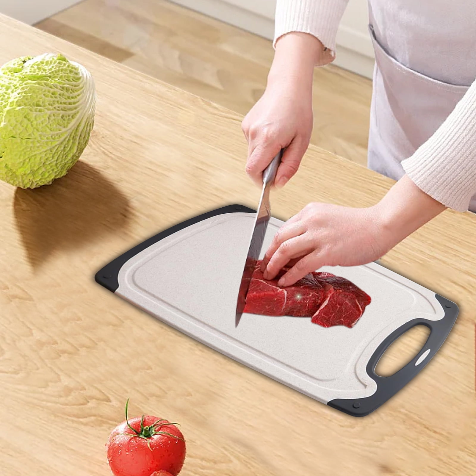 Plastic Cutting Boards For Kitchen Dishwasher Safe, Extra Large Cutting  Board For Meat With Juice Grooves, Easy Grip Handle, Non-Slip With Grinding