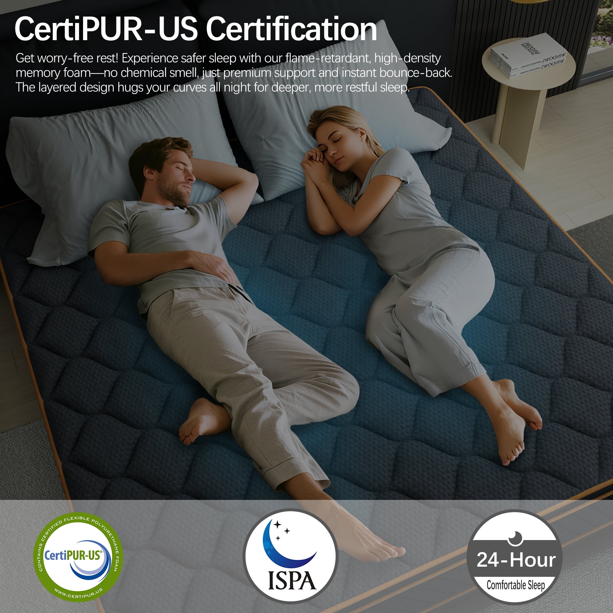 Mronae 14" King Mattress,Black Cooling Gel Memory & Spring Hybrid Medium Comfort King Size Mattress in a Box,Audlt,CertiPUR-US