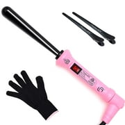 Le Angelique Reverse Tapered Curling Wand for a Unique Curly Look - 1/2 To 1 Inch (13-25mm) Conical Curler Iron with Glove And 2 Clips | 430F Instant Heat | Ceramic Coating | Dual Voltage - Pink
