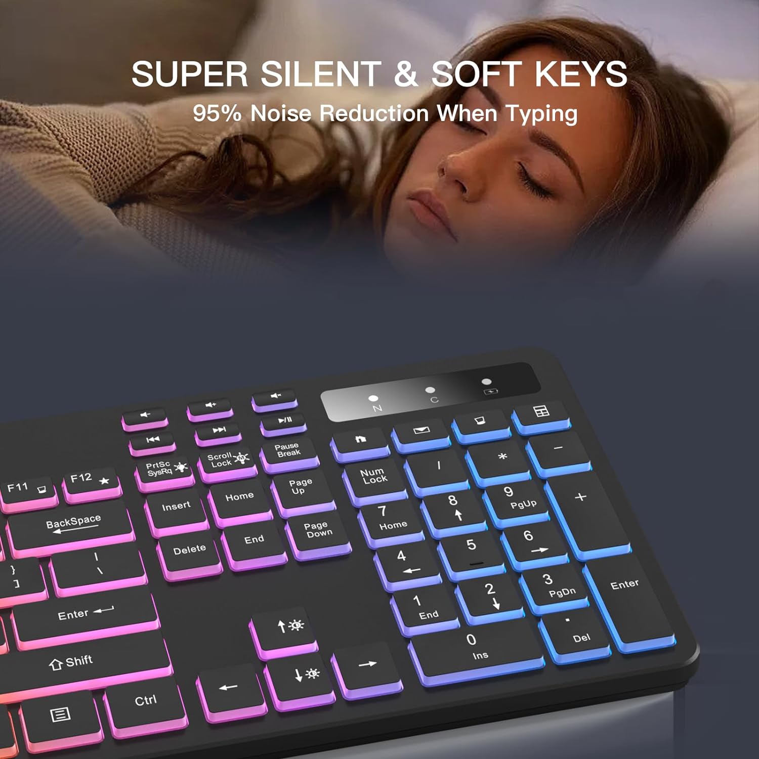 Marvo Wireless Gaming Keyboard with RGB Backlit and Phone Holder photo 3