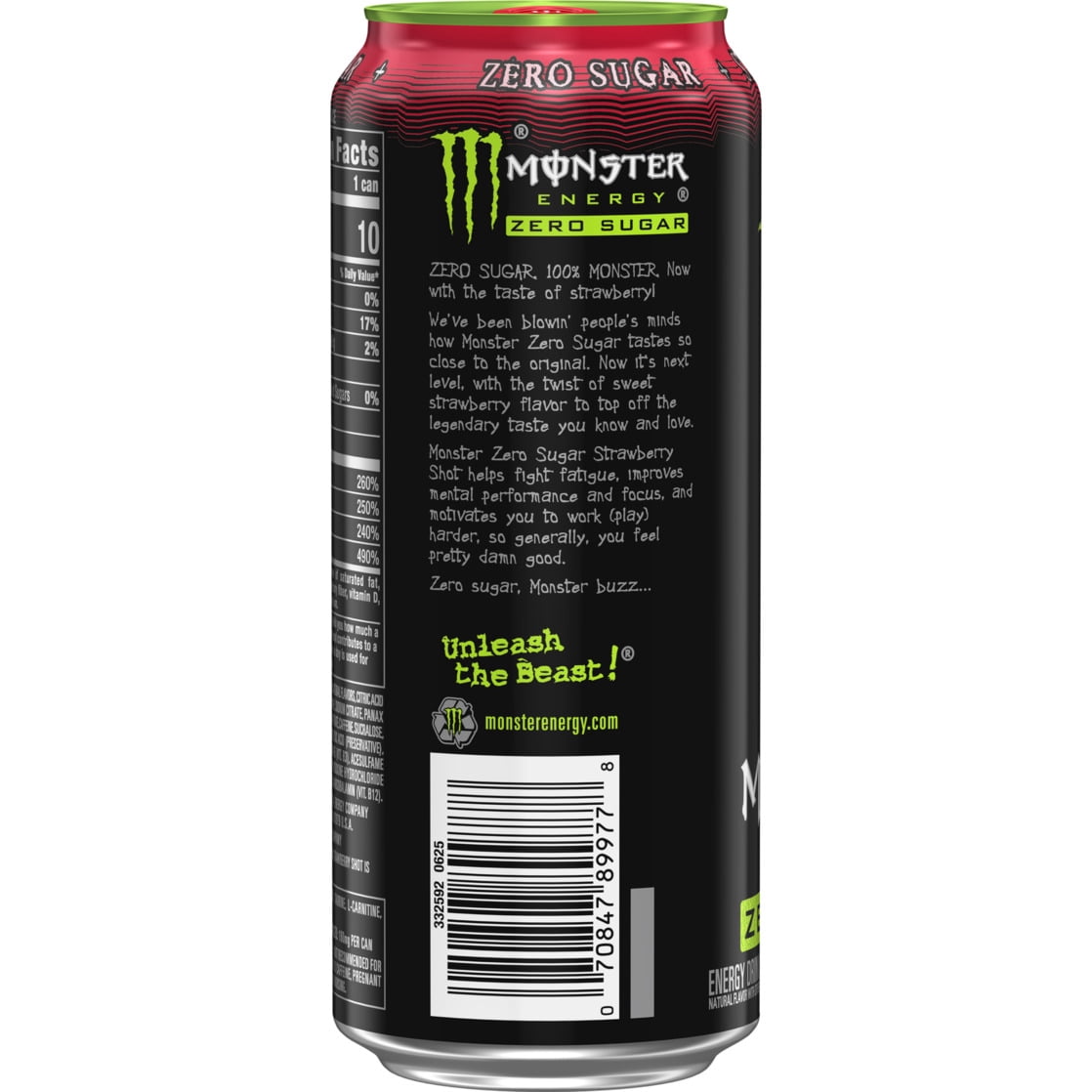 (6 pack) Monster Energy, Strawberry Shot, Zero Sugar, Energy Drink, 16 fl oz, Can