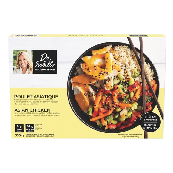Dr Isabelle - PhD Nutrition - 23g of Proteins, 5g of Fibre, Asian Chicken - Frozen Meals - 1 Portion of 350g, Healthy ready to eat meals