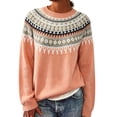 thumbnail image 2 of Endives Women's Sweaters Isle Geometric Print Crew Neck Long Sleeve Knit Pullover Sweater Casual Fall Top S, 2 of 4