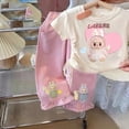 thumbnail image 1 of Conjunto de camiseta y pantalones vaqueros con estampado de dibujos animados para bebé, novedad de verano, ropa para niños, Top para niña, traje de moda, ropa para bebé, 1 of 5