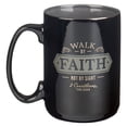 thumbnail image 2 of Walk By Faith Black Ceramic Coffee Mug - 2 Corinthians 5:7, 2 of 3