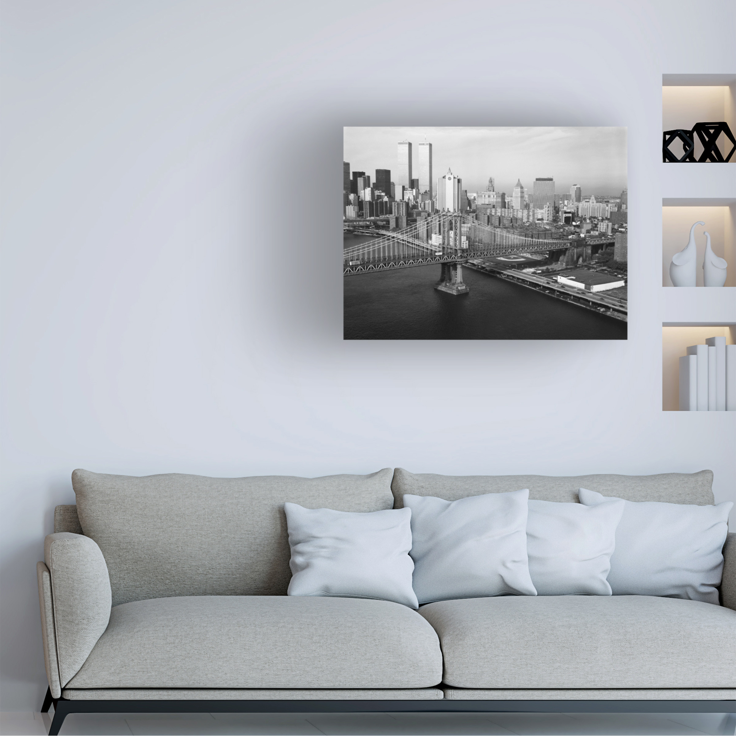 Print Collection 'Manhattan Bridge with Twin Towers behind' Canvas Art