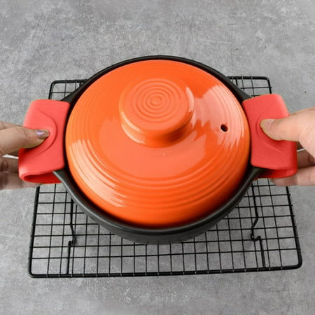 

ArWgKavx Reduced Bakeware Innovative Silicone Pot Handle Cover Heat Ear Guard for Pans & Pots Creative Kitchen Tool for and Comfortable Cooking Red