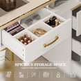 thumbnail image 7 of Manicure Table for Nail Tech, Glass Top Nail Desk Station w/4 Drawers & 2-Tier Storage Shelves, Salon Beauty Workstation Acetone Resistant w/Wrist Cushion, Golden Handles (White), 7 of 7