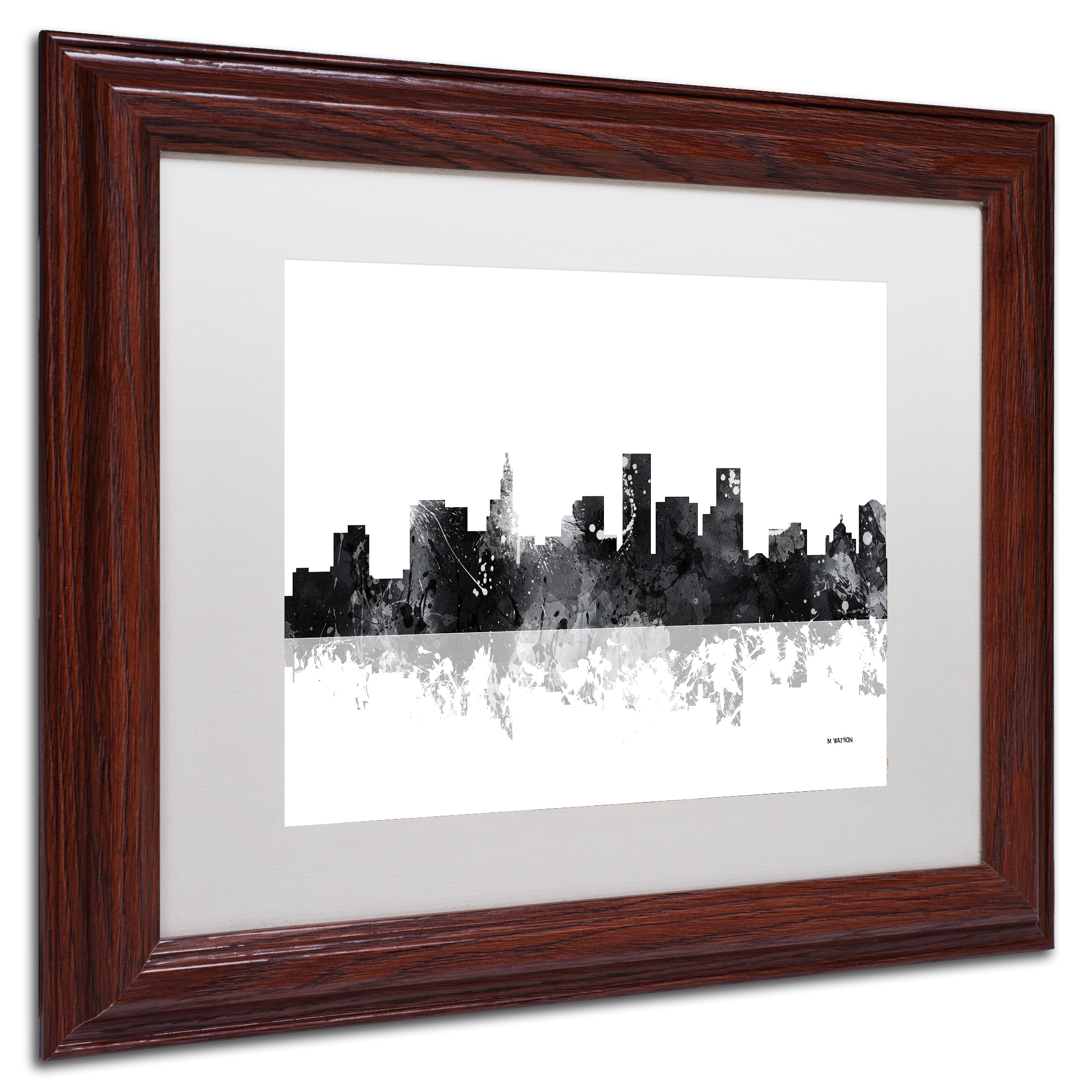 Trademark Fine Art "St Paul Minnesota Skyline BG-1" Canvas Art by Marlene Watson, White Matte, Wood Frame
