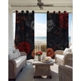 thumbnail image 4 of Red Orange Roses Blackout Curtains 84 Inches Long for Bedroom, Elegant Romantic Flowers Pastoral Thermal Insulated Room Darkening Black Out Window Curtain Panels Grommet Drapes for Living Room, 4 of 8