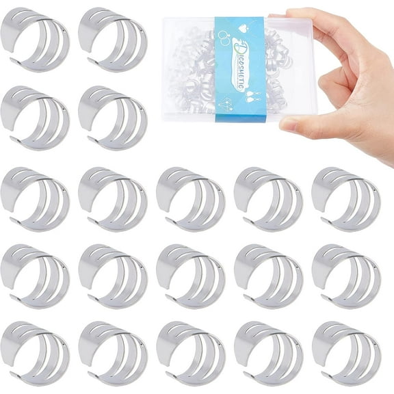 100Pcs Ear Cuff Clip on Earrings No Piercing Ear Cuff with 0.8mm Loops Stainless Steel Ear Cuff C-Shape Helix Cartilage Cuff Earring Findings