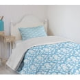 thumbnail image 4 of Ambesonne Damask Quilted Bedspread Set 2 Pcs, Blue White Old Garden Print, Twin Size, Sky Blue White, 4 of 6