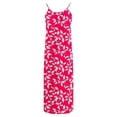 thumbnail image 4 of Women's Dress Summer Print Loose Casual Sleeveless Adjustable Buttoned Round Neck Gathered Long Beach Vacation Maxi Dresses Hot Pink XL, 4 of 6