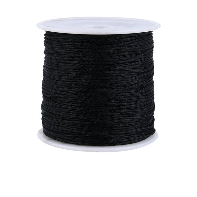 100M x 0.8mm Nylon Chinese Knot Cord Rattail Macrame Shamballa Thread String Black