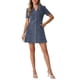 thumbnail image 2 of INSPIRE CHIC Vestido de Mujer de Manga Corta con Botones, Vintage, Cuello Caído, Vestidos de Denim S Azul Gris, 2 of 5