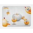 thumbnail image 1 of Easter Bath Mat, Happy Chicks Emerging Out of a Cracked Egg Funny Cartoon Style Animals, Non-Slip Plush Mat Bathroom Kitchen Laundry Room Decor, 29.5 X 17.5 Inches, Orange Yellow White, Ambesonne, 1 of 2