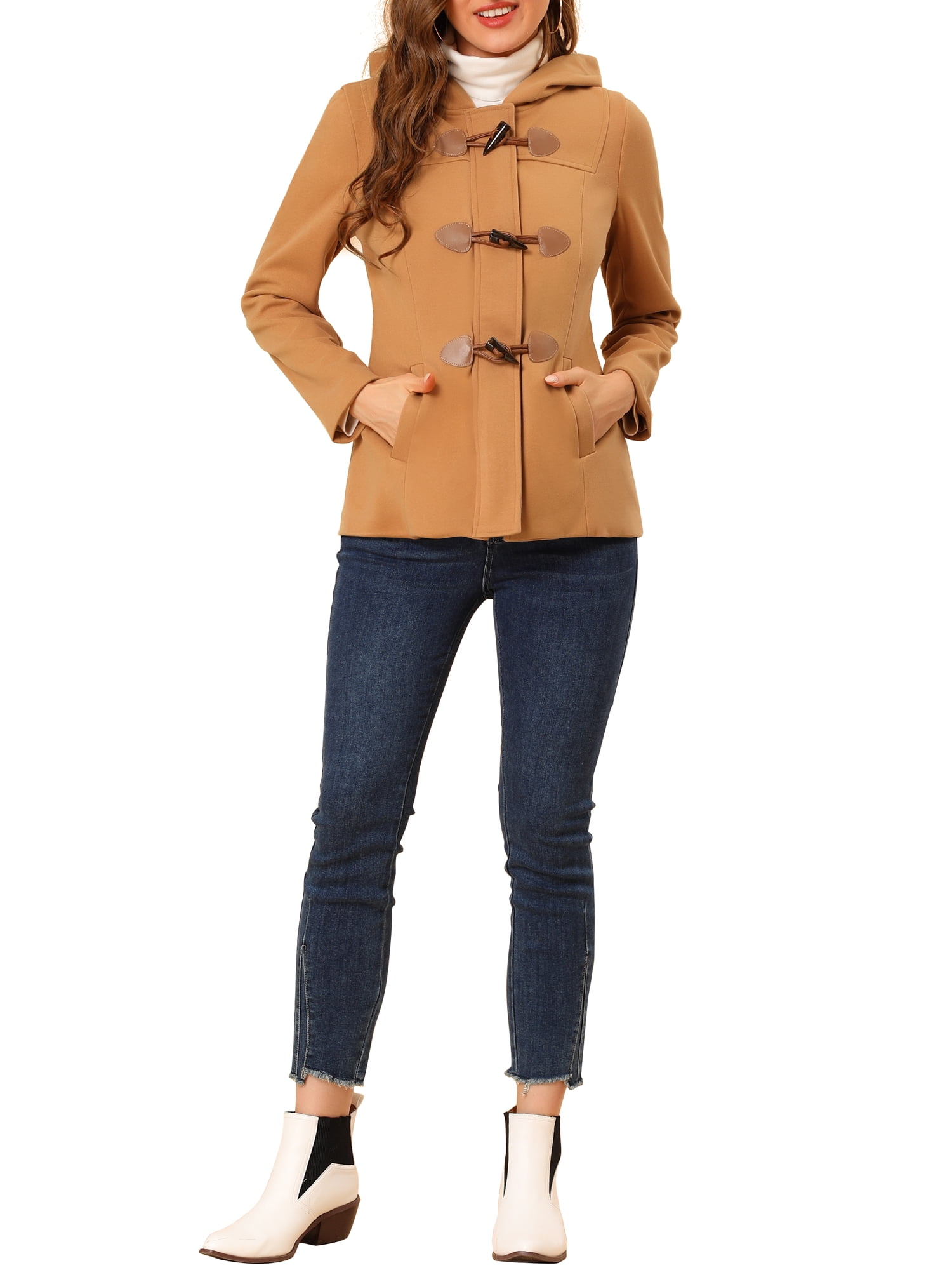 Ambiance Apparel Removable Hood Peacoats for Women
