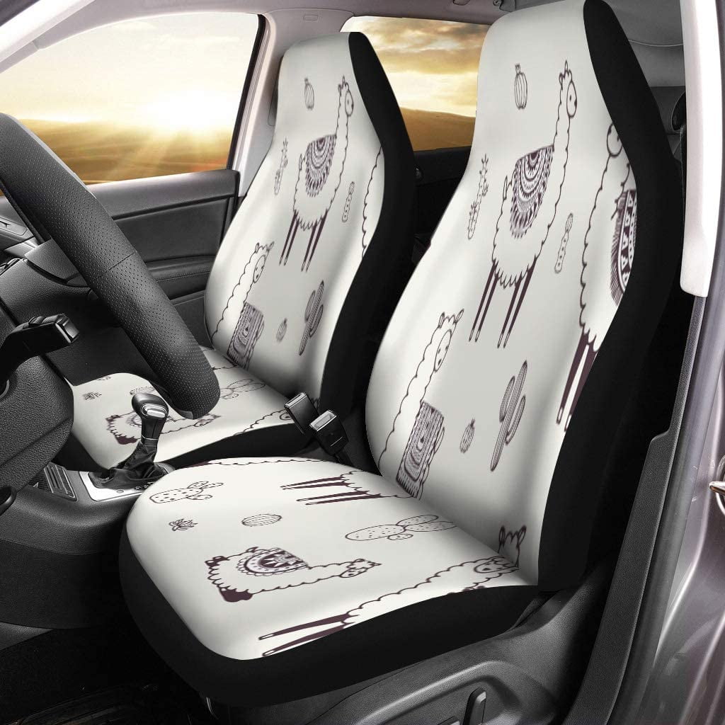 RYLABLUE Set of 2 Car Seat Covers Pink Abstract Llama Alpaca Cactus Baby Cartoon Universal Auto Front Seats Protector Fits for Car SUV Sedan Truck Walmart