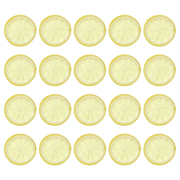 20 Pcs Fake Lemon Slices, 2 Inch Simulation Lemon Slice Artificial Fruit Decor for Home Party Fruit Props, Yellow