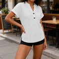 thumbnail image 2 of yeiolnoer Shirts for Women Short Sleeve V Neck Sweater Eyelet Tunic Top Knit Elegant Summer Spring Tops Casual Blouse, 2 of 6