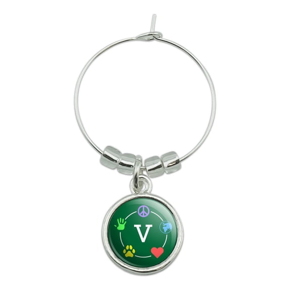 Vegan Values Circle Wine Glass Charm Drink Marker