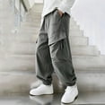 thumbnail image 5 of Boys Cargo Pants for Kids 5-14, Green Oversized Joggers with Zipper Pockets, Stretch Nylon Athletic Play & School Pants, Elastic Waist,Size 5-6 T, 5 of 9
