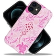 thumbnail image 2 of Case for iPhone 12, Fits Frosted Case Design for Girl Women, Sharks Turtles Shells Seaweed Pink, 2 of 7