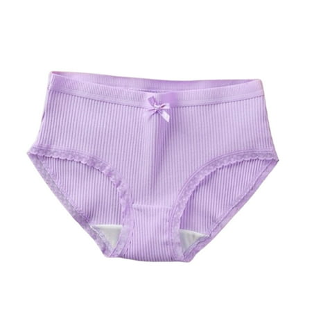 Scyoekwg Womens Underwear Stretchy Mid Waisted Underwear Solid Color Comfort Hipster Panties Ladies Underpants Lace Underpants(Purple M)