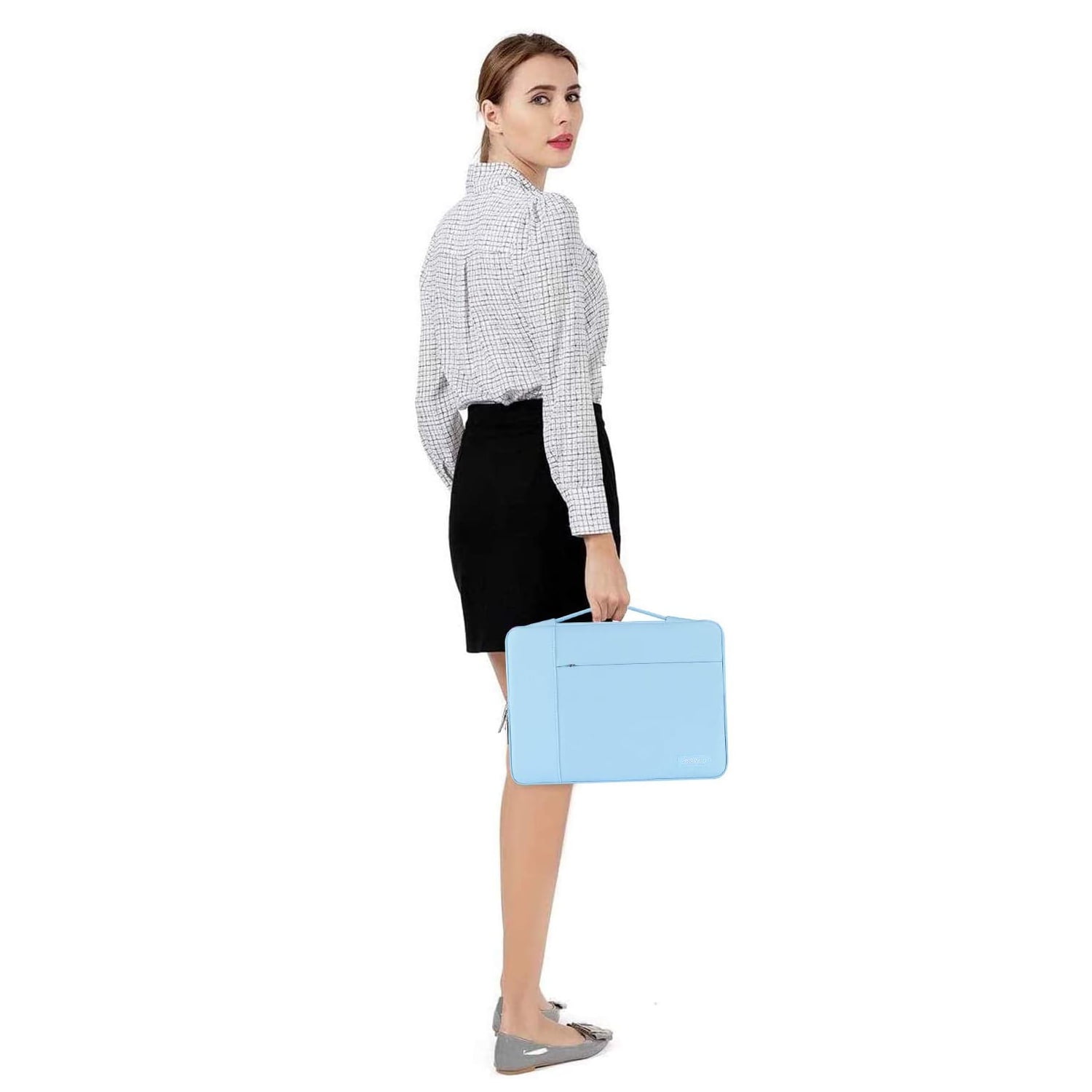 MOSISO for Macbook Air/Pro 13.3" Laptop Sleeve Briefcase Handbag Water Resistant Polyester Carrying Pouch Zipper Notebook Computer Bag, Airy Blue