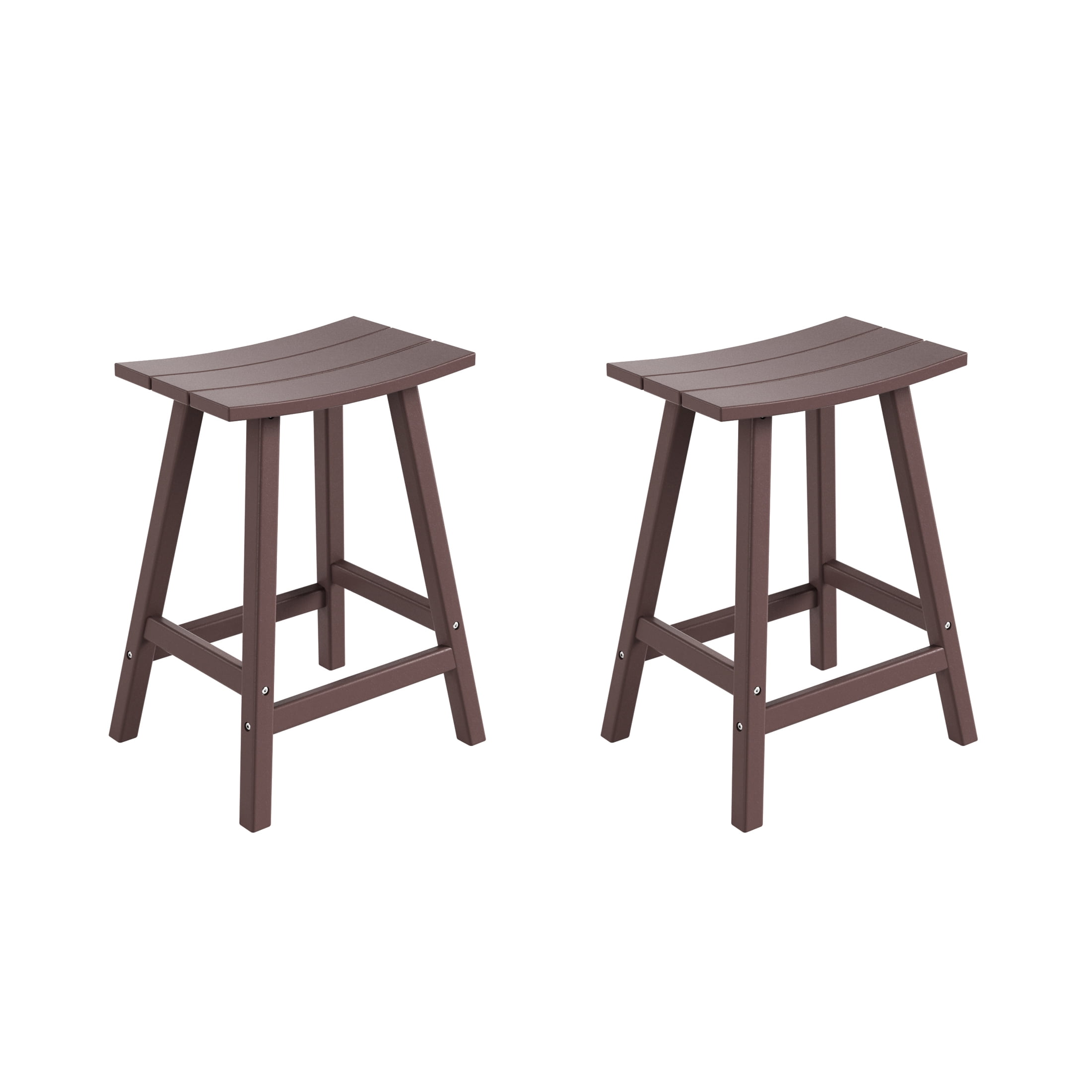 GARDEN 24" Inches Adirondack Plastic Outdoor Bar Stools (Set of 2), Dark Brown