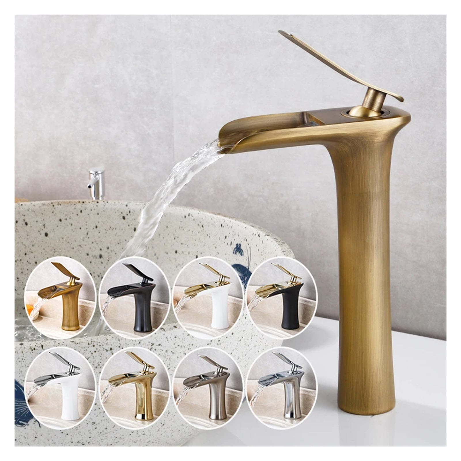 Waterfall Bathroom Basin Sink Faucets, Hot Cold Tap Deck Mounted Water Mixer Tap, Brass Chrome Vanity Single Handle Sink Tap - Modern Design