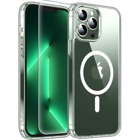 for iPhone 13 Pro Case,[Compatible with Magsafe][Anti-Yellowing] with Screen Protector,Slim Thin 10 FT Shockproof Phone Case 6.1 inch Clear