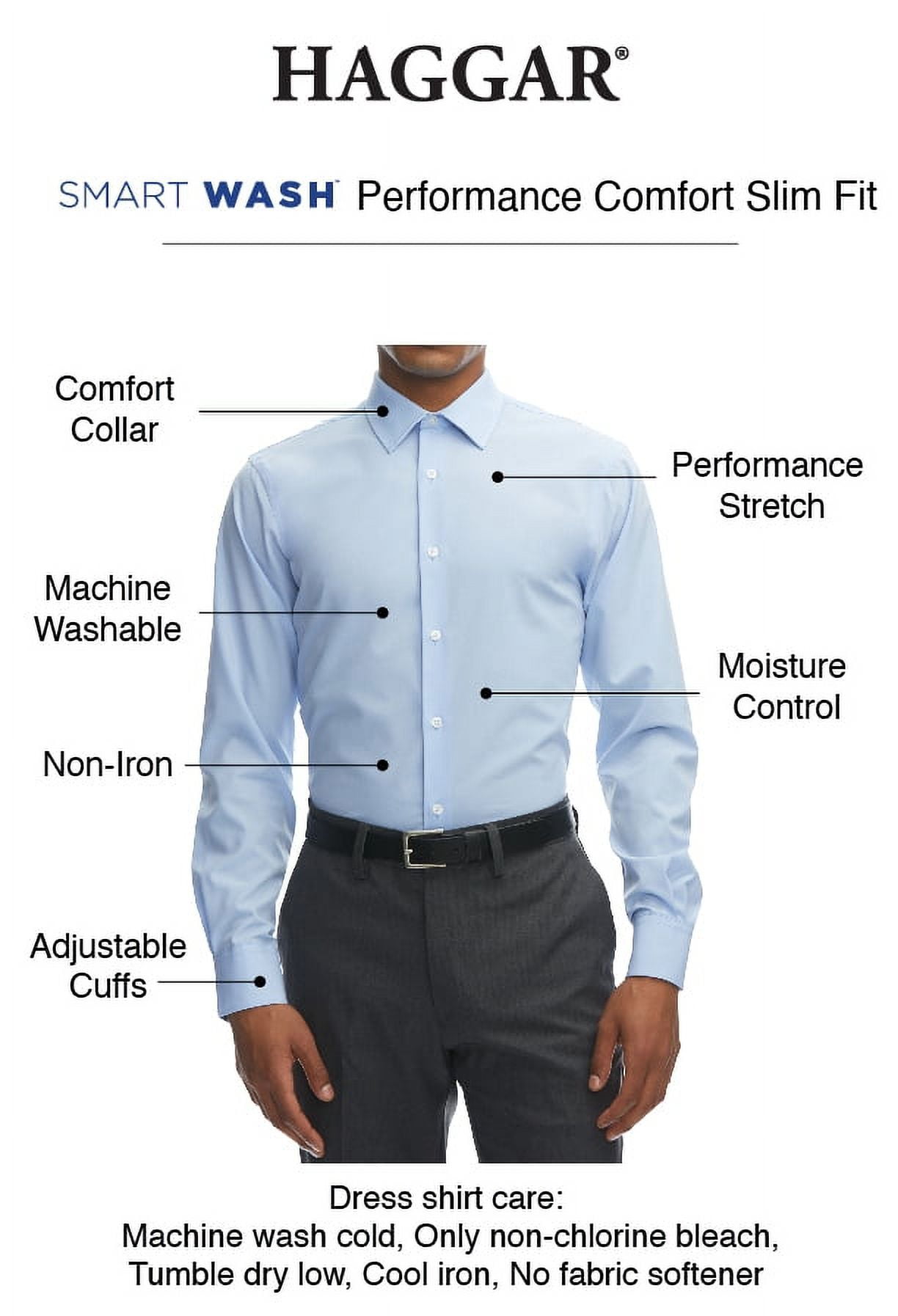 Haggar Smart Wash Men's Slim Fit Performance Button Up Dress Shirt - Walmart.com Haggar Smart Wash Men's Slim Fit Performance Button Up Dress Shirt - Walmart.com