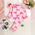 thumbnail image 4 of Otqutp Toddler Baby Girl Fashion Satin Pajamas Set Feather Print Button Down Sleep Shirt Top Pants Bottoms Sleepwear Loungewear Set(1-Pink,4-5 Years), 4 of 9