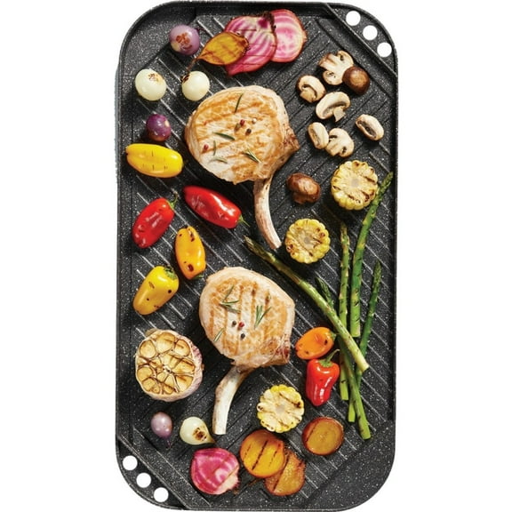THE ROCK by Starfrit 10.6" x 19.5" Reversible Aluminum Grill/Griddle, Black